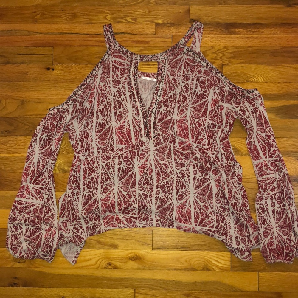 Free People Beaded Cold Shoulder Shirt